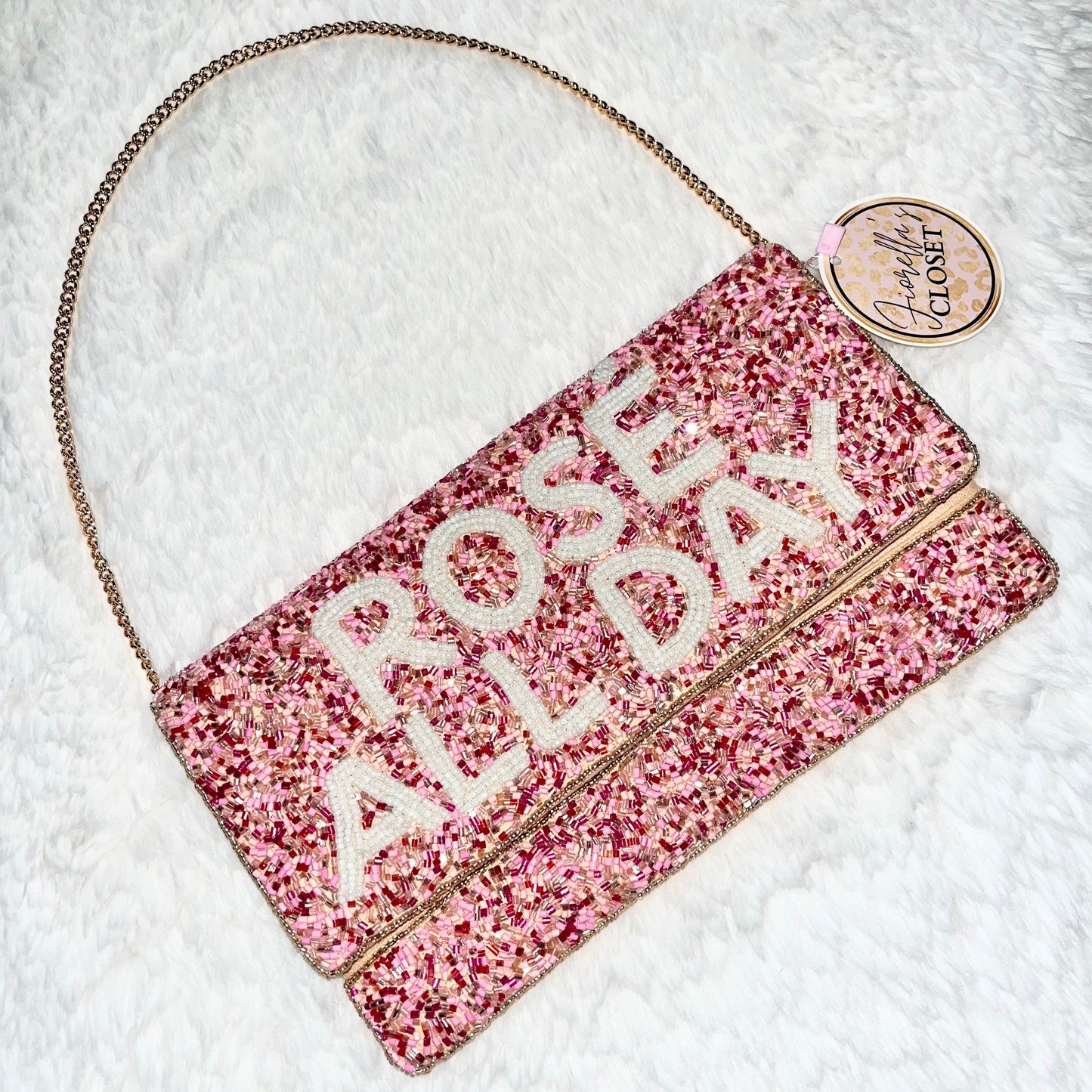 Beaded Clutch Rose All Day