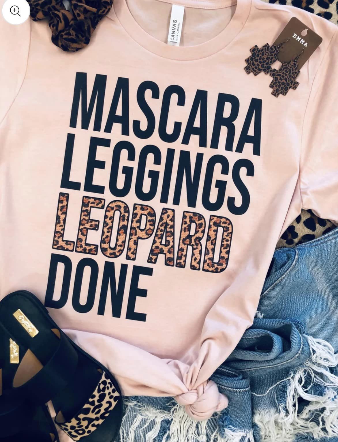 Mascara, Leggings, Leopard Graphic Tee