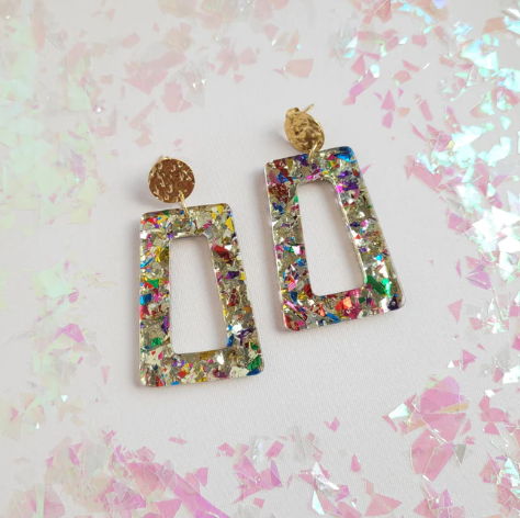 Life is a Party Glitter Flake Earrings